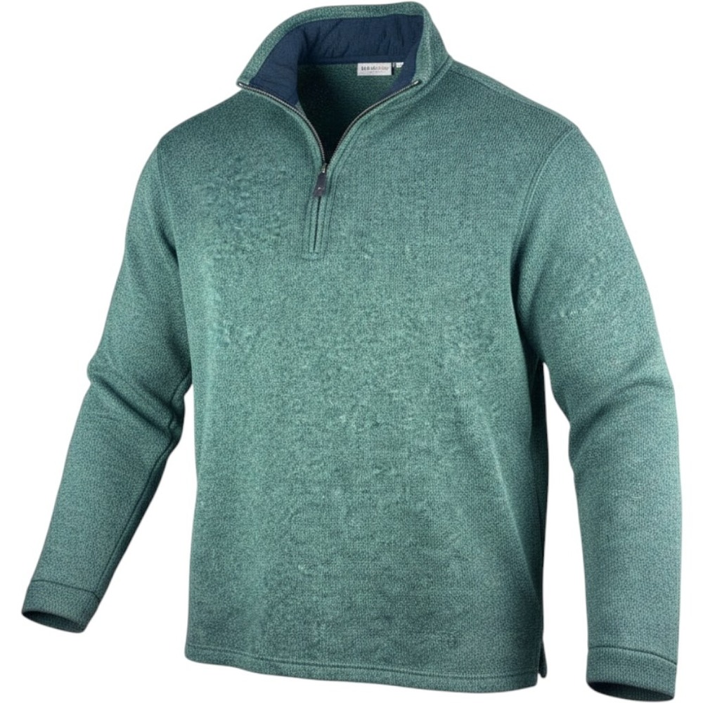 Haggar In Motion Mens Large Green Heathered Quarter Zip Pullover Sweater